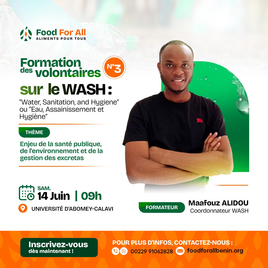 Food For All organise la 3ᵉ session de formation des volontaires sur le WASH à l’UAC